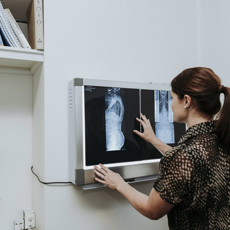 Going over x-ray results during the second chiropractic visit.